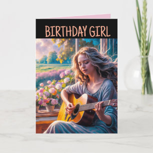 GIRL GUITAR BIRTHDAY GREETING CARD FOR HER