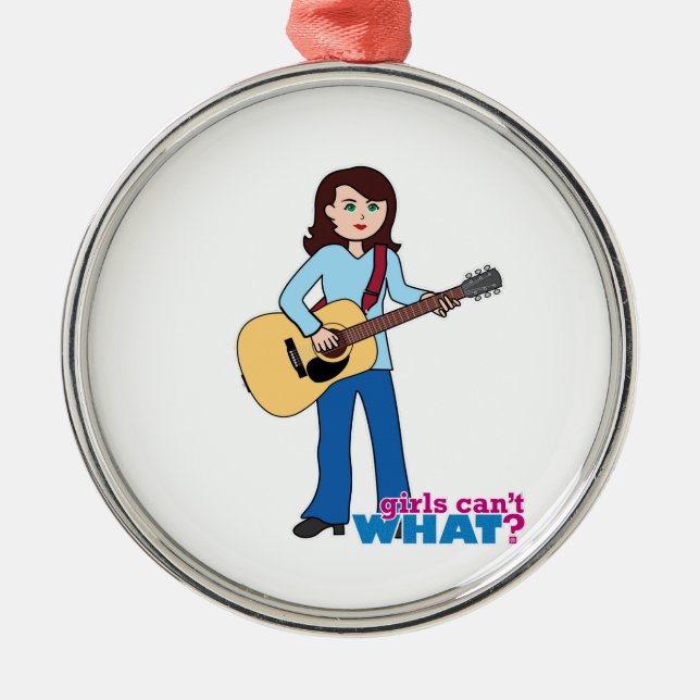Girl Guitar Player Metal Tree Decoration (Front)