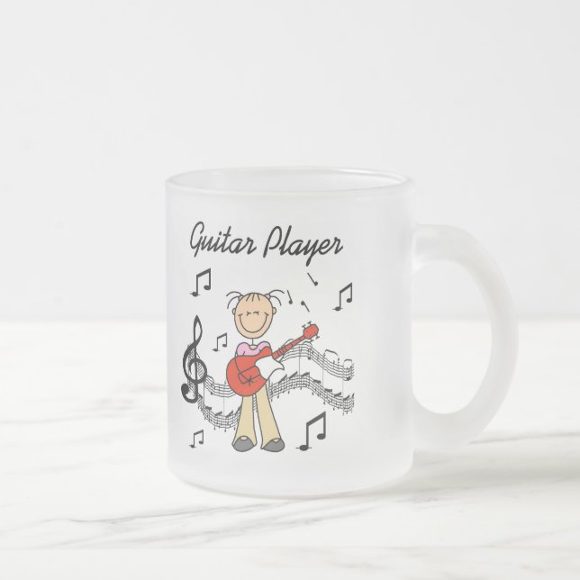 Girl Guitar Player Tshirts and Gifts Frosted Glass Coffee Mug (Right)
