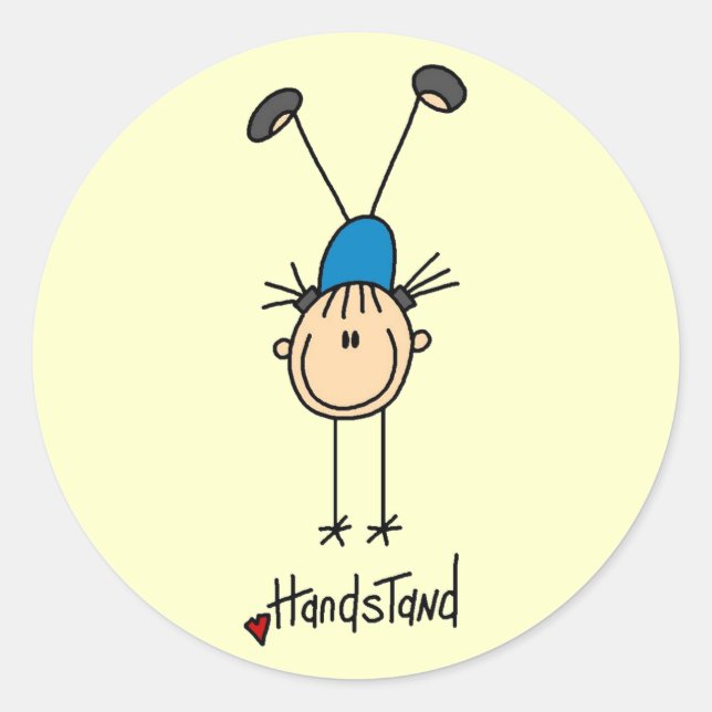 Girl Gymnast Handstands T-shirts and Gifts Classic Round Sticker (Front)