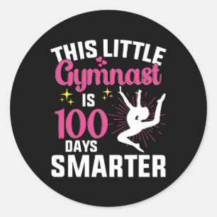 Girl Gymnast Happy 100 Days Of School Gymnastic Tu Classic Round Sticker