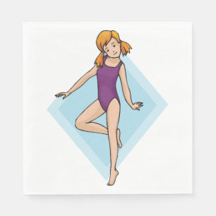 Girl Gymnast in Purple Leotard Napkin