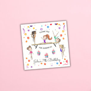 Girl Gymnastics Cupcake & Balloon Birthday Party Napkin