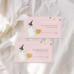 Girl Halloween Ghost Baby Shower Diaper Raffle Enclosure Card