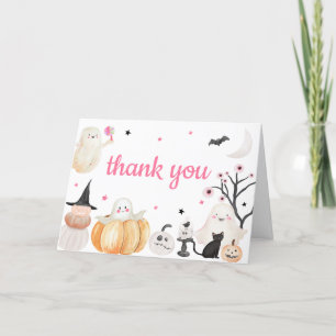 Girl Halloween Little Boo Baby Shower Thank You Card