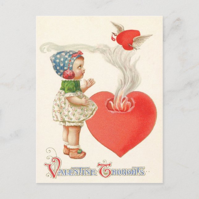 Girl Heart Wings Arrow Fire Postcard (Front)