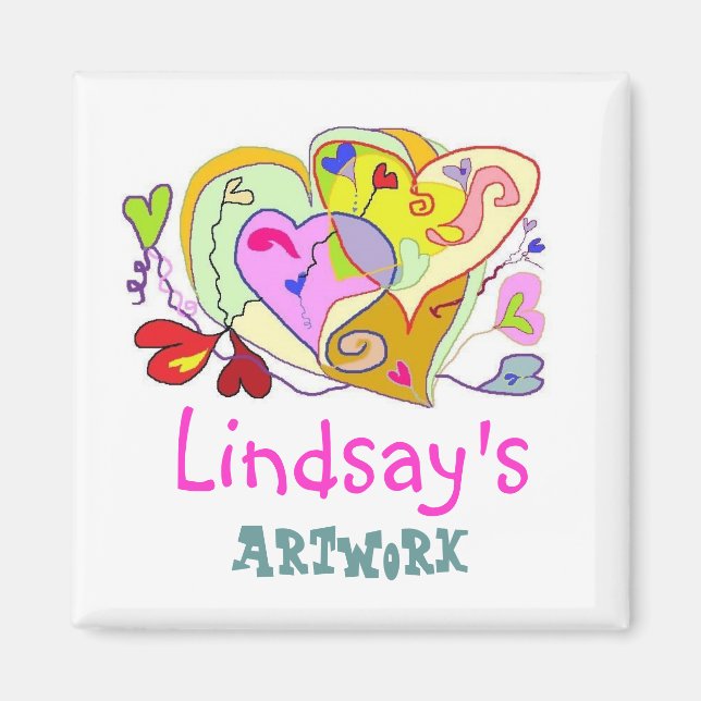 Girl Hearts Personalised Artwork Magnet (Front)