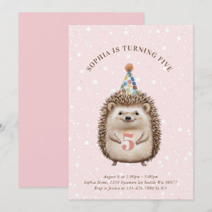 Girl Hedgehog Birthday Invitations