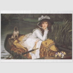 Girl & her dog in a boat decoupage paper