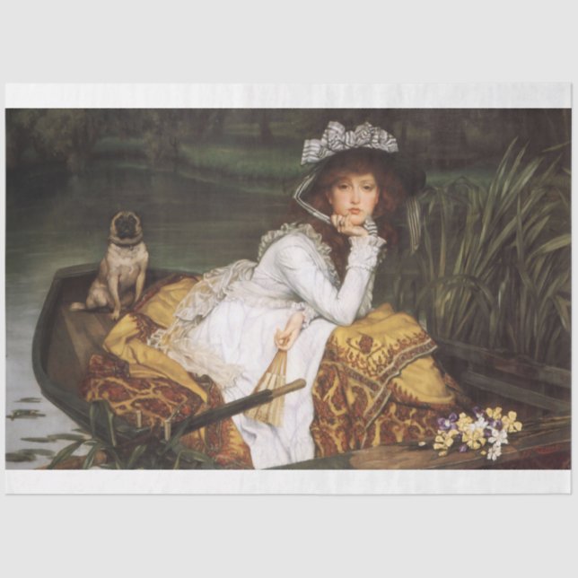 Girl & her dog in a boat decoupage paper (Front)