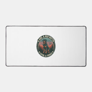 Girl Her Rottie Loyal Fierce Rottweiler Dog Mounta Desk Mat