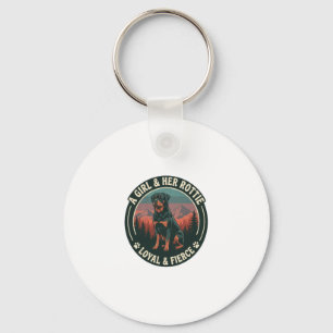 Girl Her Rottie Loyal Fierce Rottweiler Dog Mounta Key Ring