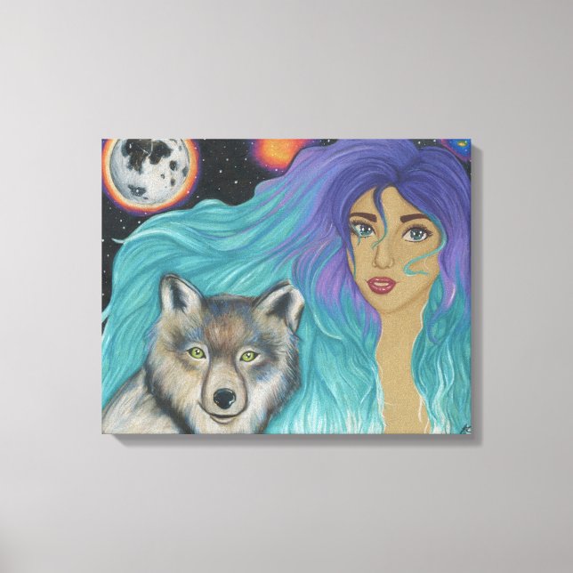 Girl & Her Wolf Canvas Print (Front)