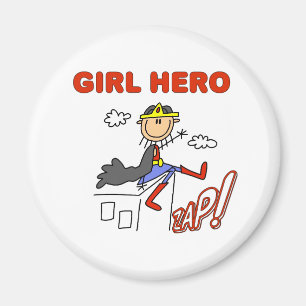 Girl Hero on Rooftop Magnet