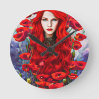 Girl Hiding In Poppy Flowers Field fantasy art