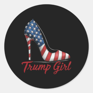 Girl High Heel Stilettos American Flag Trump 2024  Classic Round Sticker