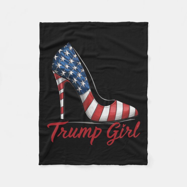 Girl High Heel Stilettos American Flag Trump 2024  Fleece Blanket (Front)