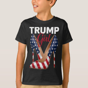 Girl High Heel Stilettos American Flag Trump 2024  T-Shirt
