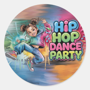 Girl Hip Hop Dance Birthday Party Classic Round Sticker