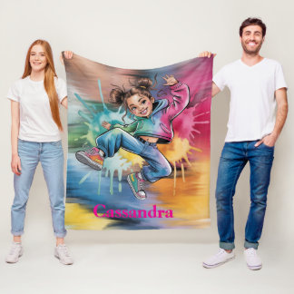 Girl Hip Hop Dance Birthday Party Fleece Blanket