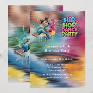 Girl Hip Hop Dance Birthday Party Invitation