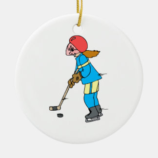 Girl Hockey Player Ceramic Tree Decoration