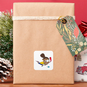 Girl Hockey Player Square Sticker