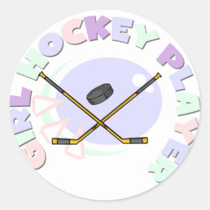 Girl Hockey Player Tshirts and Gifts Classic Round Sticker