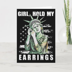 Girl Hold My Earrings Statue Subtle Resist Trump H Card