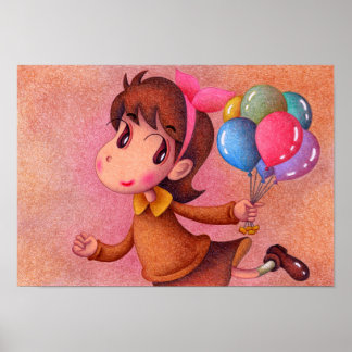 Girl holding a balloon. poster