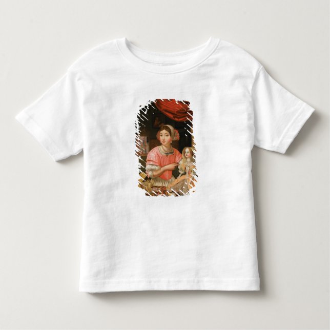 Girl holding a doll in an interior toddler T-Shirt (Front)