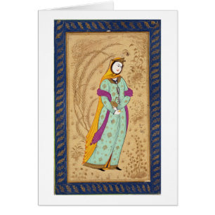 Girl holding a wine vessel and a pear, from the La