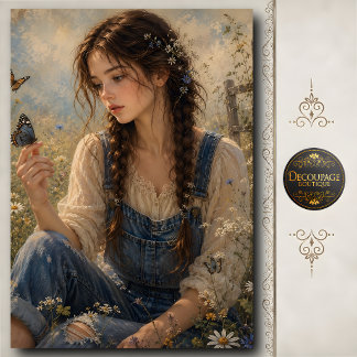 Girl Holding Butterfly in Wildflowers Tissue Paper