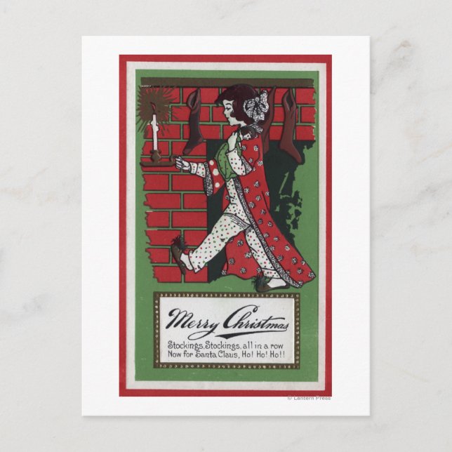 Girl Holding Doll and Candlestick Postcard (Front)