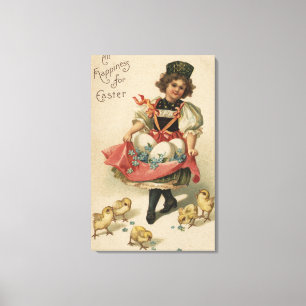 Girl Holding Eggs with Chicks Canvas Print