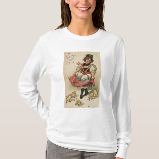Girl Holding Eggs with Chicks T-Shirt (Front)