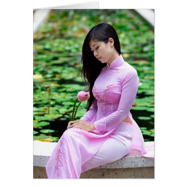 Girl holding lotus at the fountain (Front)