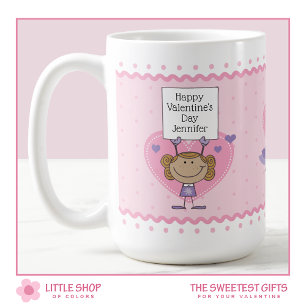 Girl Holding Sign Love Birds Valentine's Day Coffee Mug