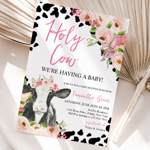 Girl Holy Cow Baby Shower Invitation