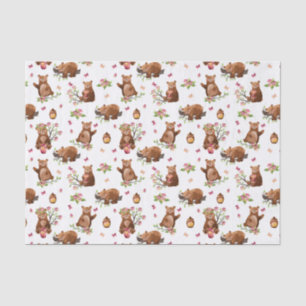 Girl Honey Bears Pattern - Pink Brown White Tissue Tissue Paper