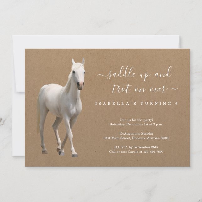 Girl Horse Riding Birthday Party Invitation (Front)