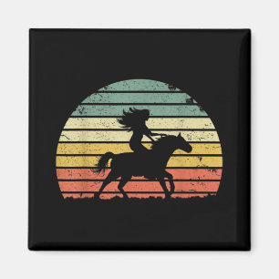 Girl Horse Riding Vintage Cowgirl Texas Ranc Magnet