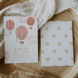 Girl Hot Air Balloon Birthday Invitation