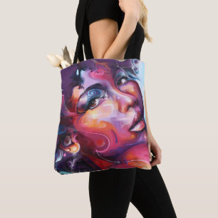 Girl Hot Pink Hair Quirky Colorful Fun Whimsical  Tote Bag