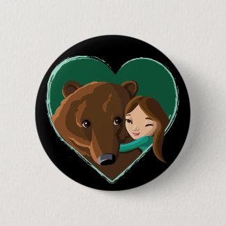Girl Hugging Bear 6 Cm Round Badge