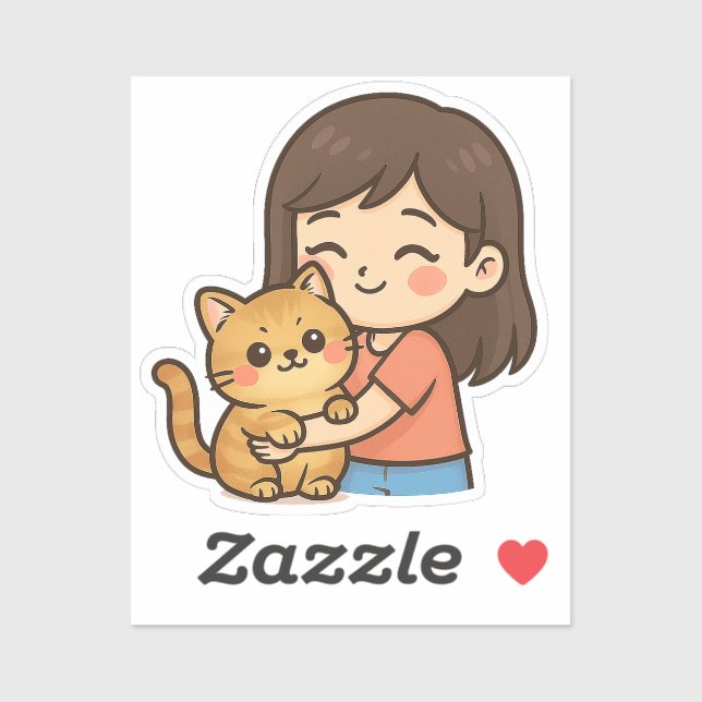 Girl Hugging Her Cat (Sheet)