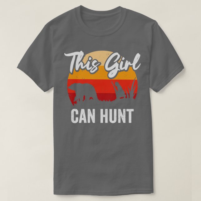 Girl Hunter Retro Wild Animal Hunt Nature Bear Hun T-Shirt (Design Front)