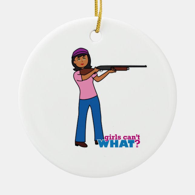 Girl Hunting Ceramic Tree Decoration (Front)