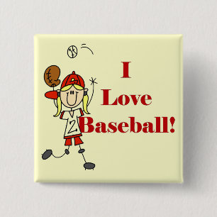Girl I Love Baseball Tshirts and Gifts 15 Cm Square Badge