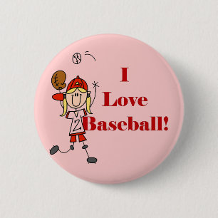 Girl I Love Baseball Tshirts and Gifts 6 Cm Round Badge